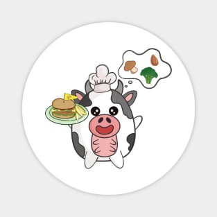 Cute cow chef and Yummy Veggies burger Magnet